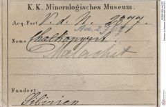 Etiketten zu Malachit (NHMW-MIN-Aa2767)
